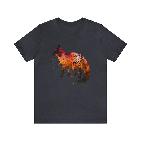 Autumn Fox Silhouette - Short Sleeve Tee Heather Navy